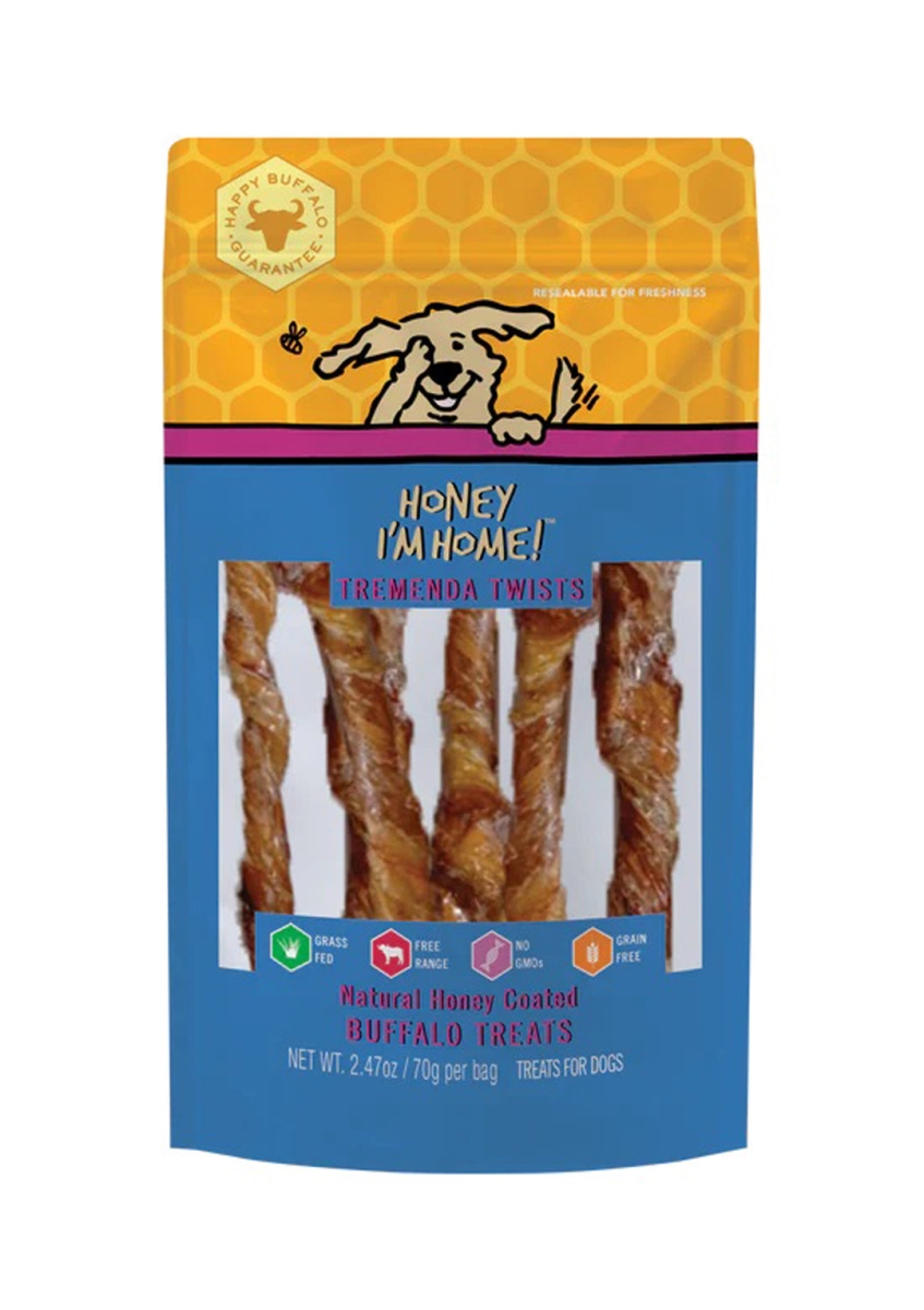 Picture of Honey Im Home 8901709020073 2.47 oz Natural Honey Coated Buffalo Tremenda Twists Dog Treats