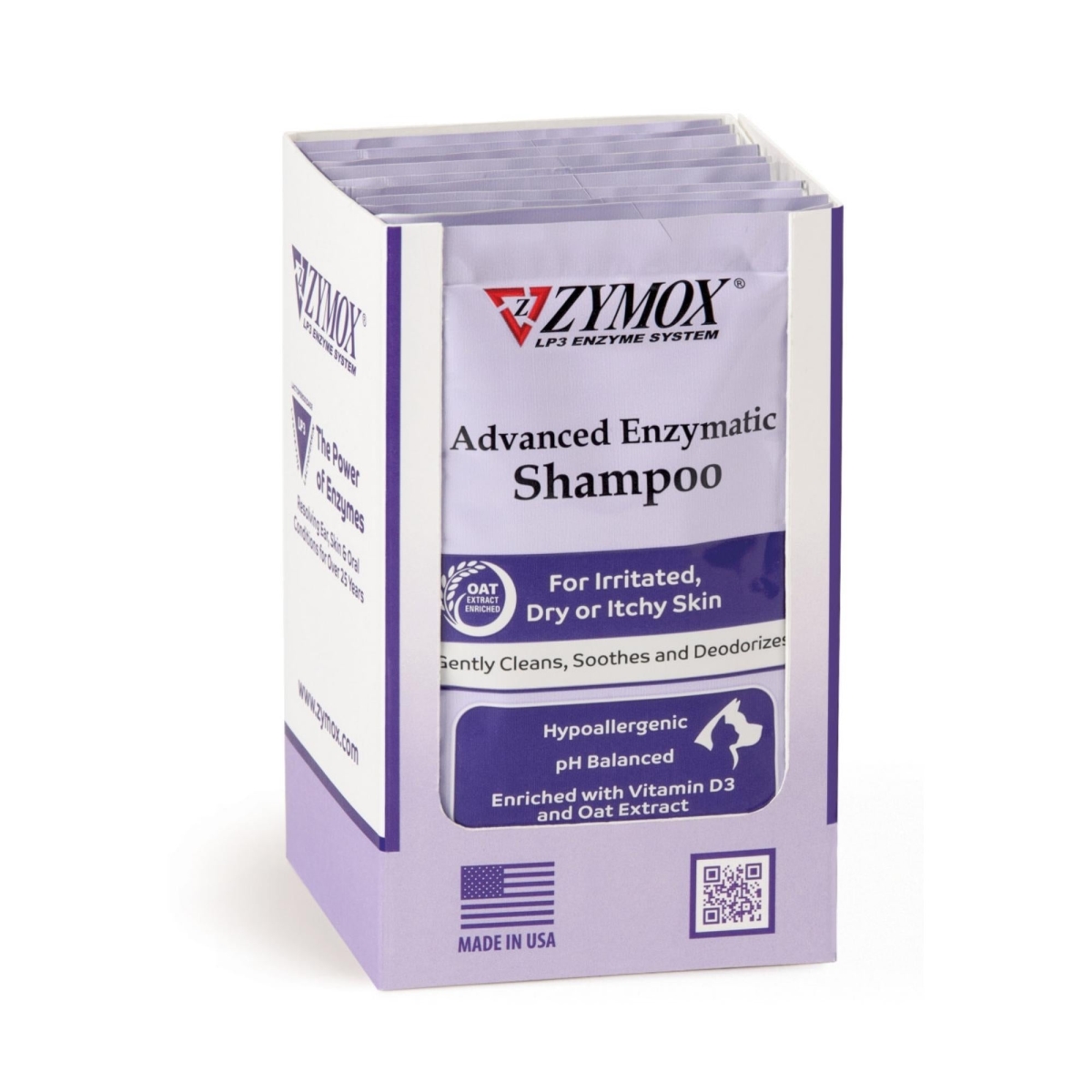 Picture of Zymox 667334900354 0.75 oz Advanced Enzymatic Shampoo Foil Pack POP - 10 Count