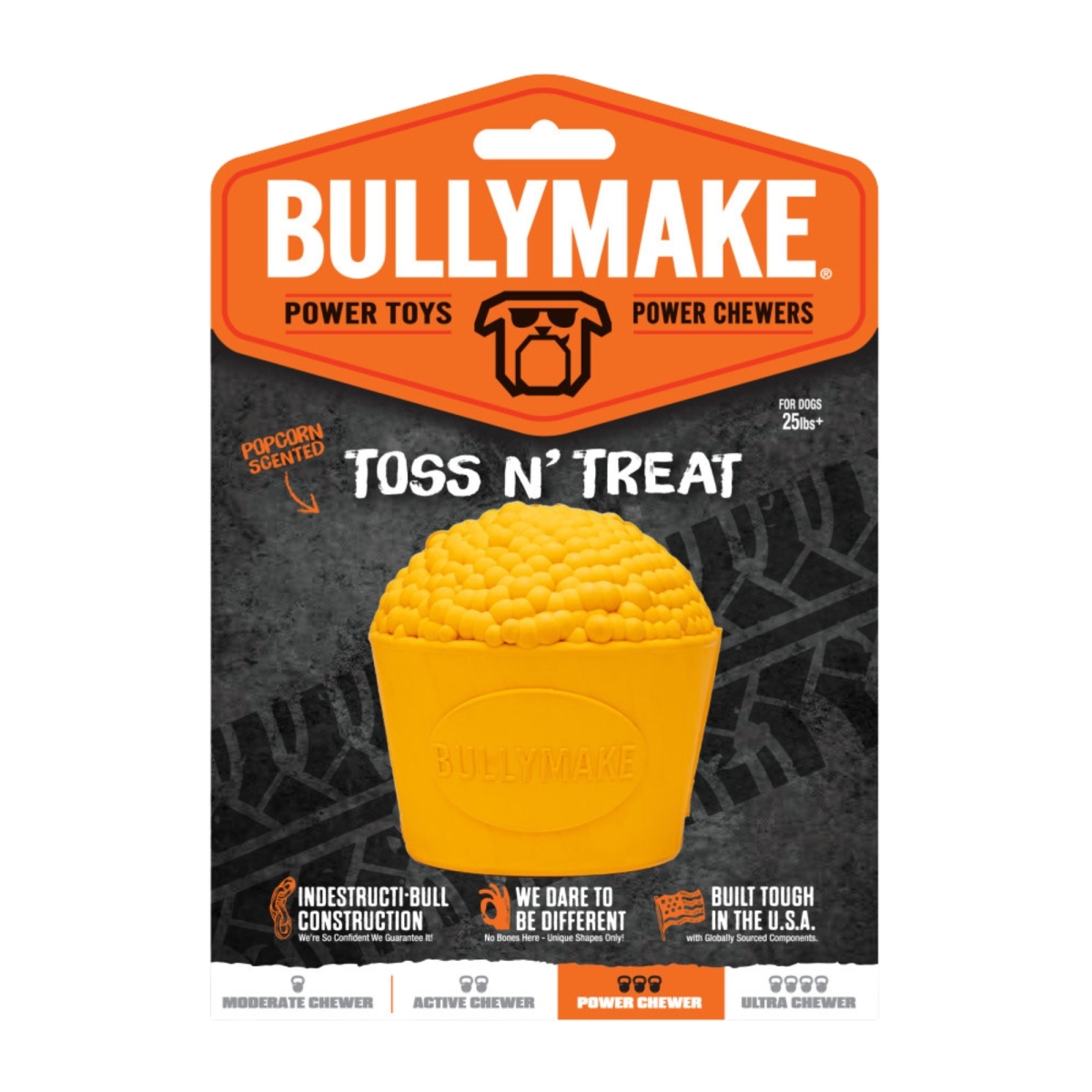 Picture of BullyMake 669125001608 Toss N Treat Flavored Dog Chew Toy - Popcorn&#44; Butter - One Size
