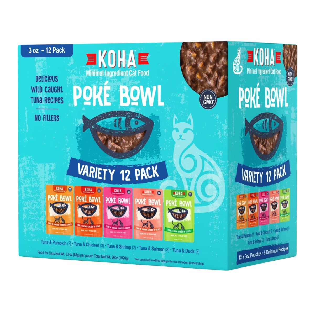 Picture of Koha 10811048023404 3 oz Cat Grain Free Poke Bowl Variety Pack - Case of 24