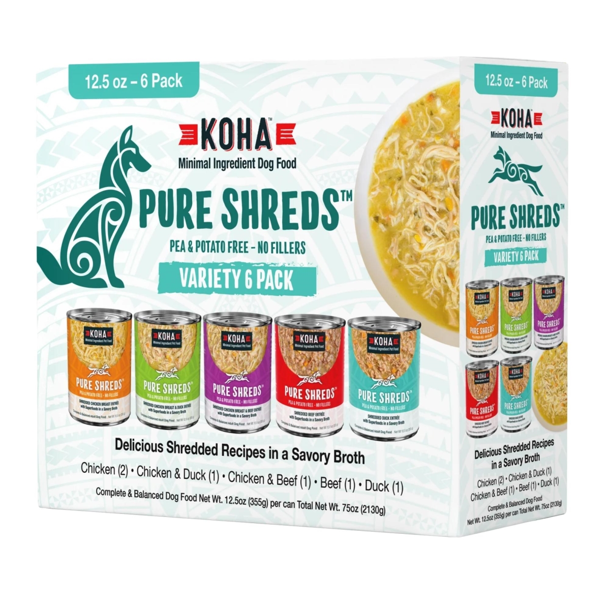 Picture of Koha 10811048023442 12.5 oz Dog Grain Free Shredded Variety Pack - Case of 12