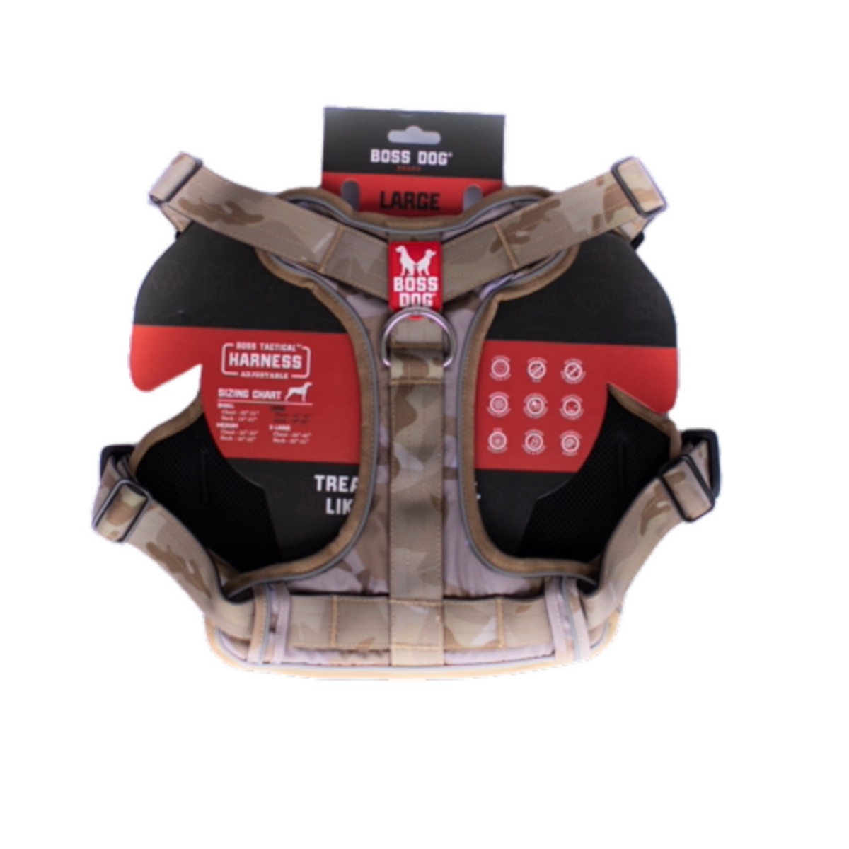 Picture of Boss Nation 850030579546 Dog Tactical Dog Harness&#44; Tan Camo - Large