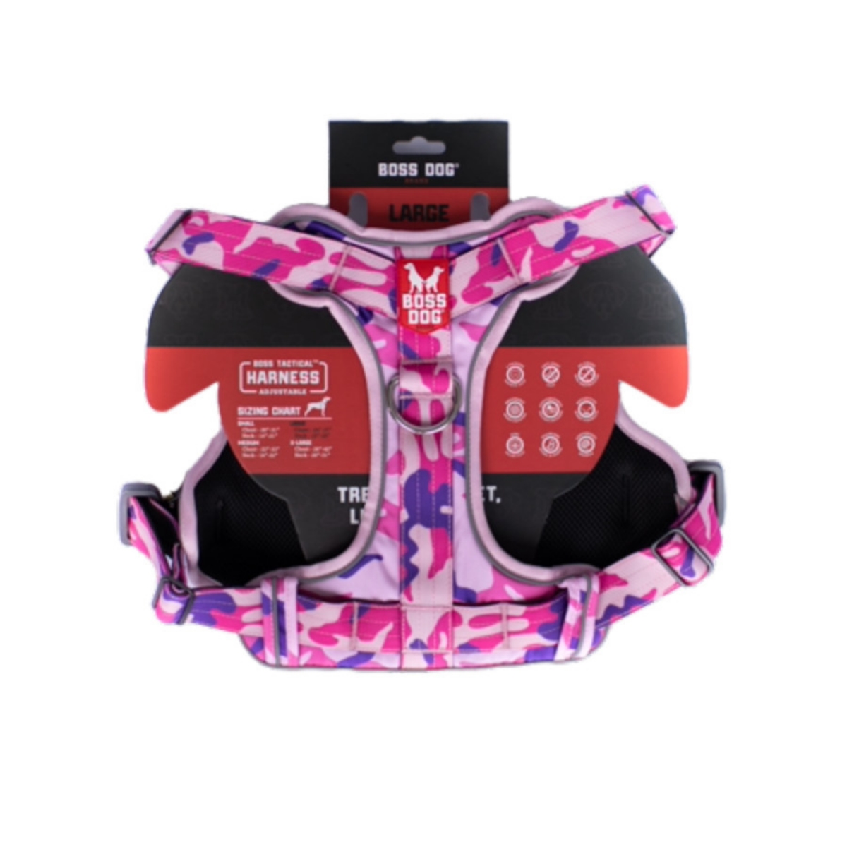 Picture of Boss Nation 850030579584 Dog Tactical Dog Harness&#44; Pink Camo - Large