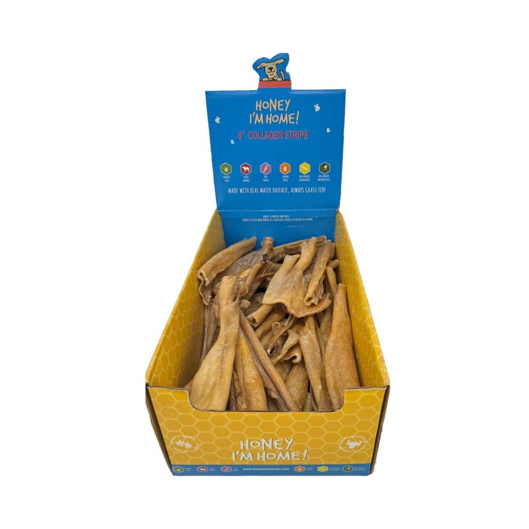 Picture of Honey Im Home 8901709022152 6 in. Dog Buffalo Chew - Collagen Strips - Case of 50