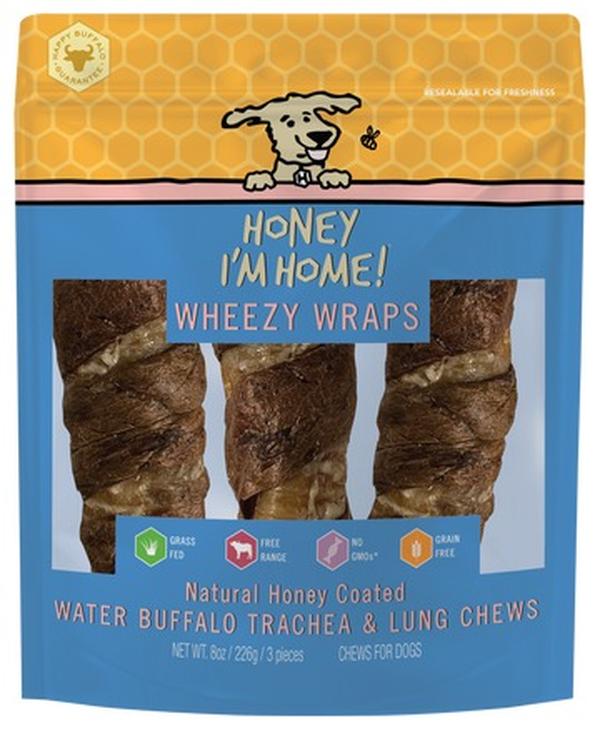 Picture of Honey Im Home 8901709022275 6 in. Buffalo Trachea Wrapped in Lung Dog Food - Pack of 16