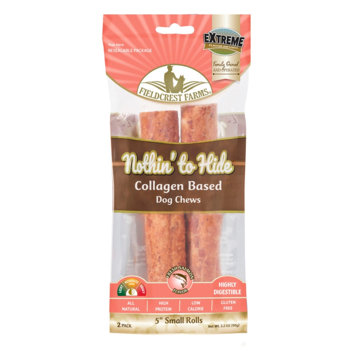 Picture of Fieldcrest Farms 810002633416 5 in. Nothin to Hide Collagen Roll Dog Chew - Salmon - Pack of 2