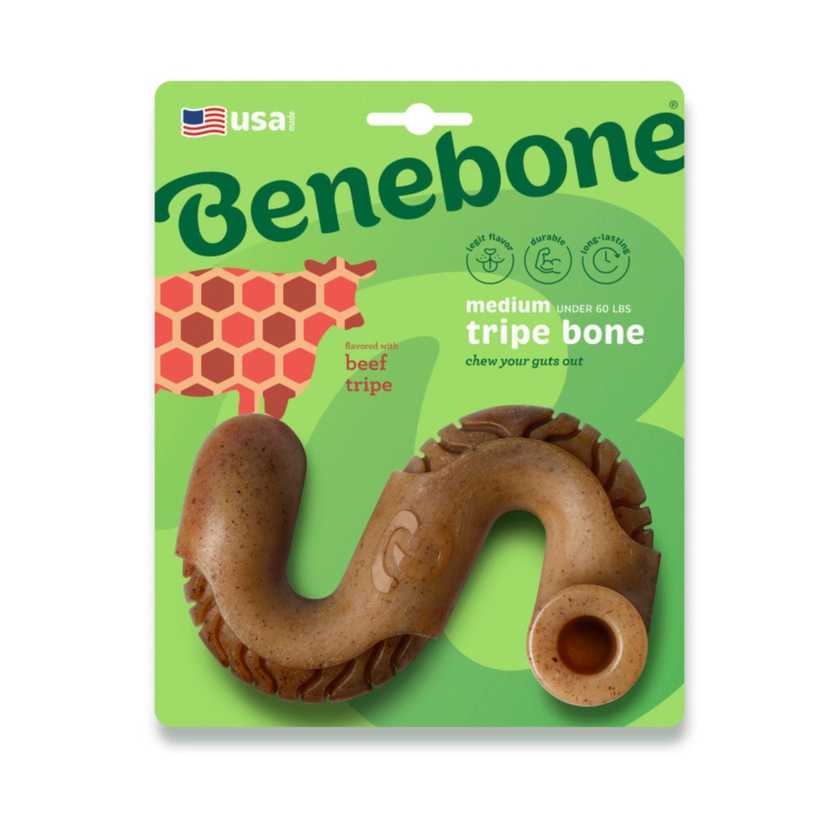 Picture of Benebone 810054210399 Tripe Bone Durable Dog Chew Toy - Beef Tripe - Medium