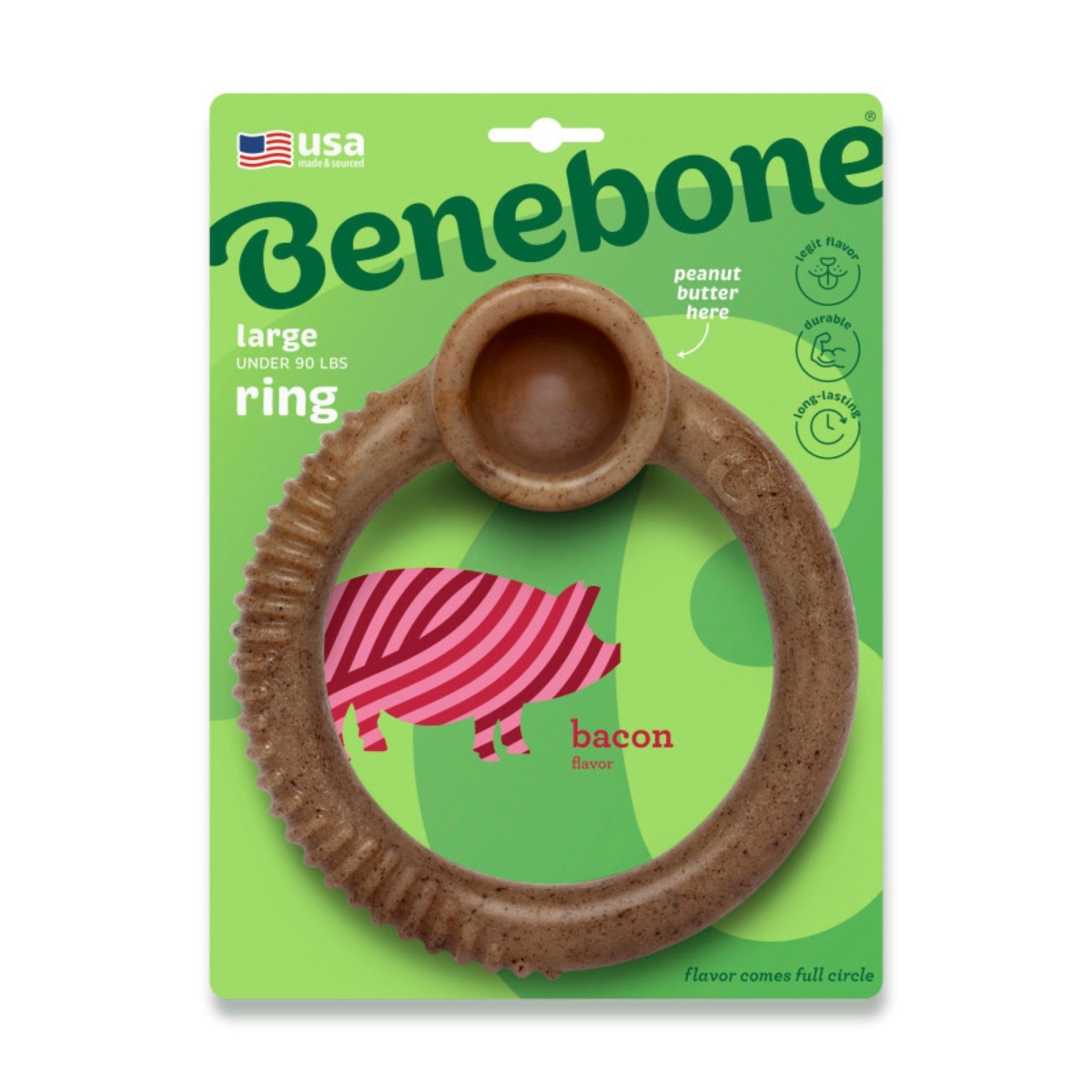 Picture of Benebone 810054210627 Ring Durable Dog Chew Toy - Bacon - Large