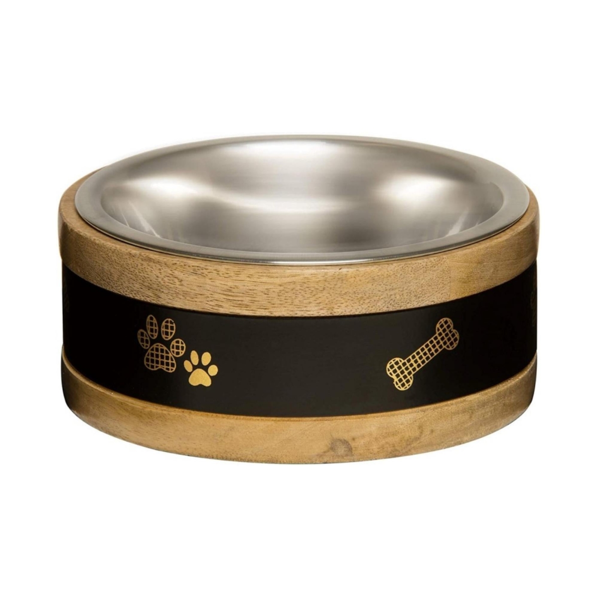 Picture of Loving Pets 842982076815 1 qt. Black Label Wooden Ring Dog Bowl & Holder
