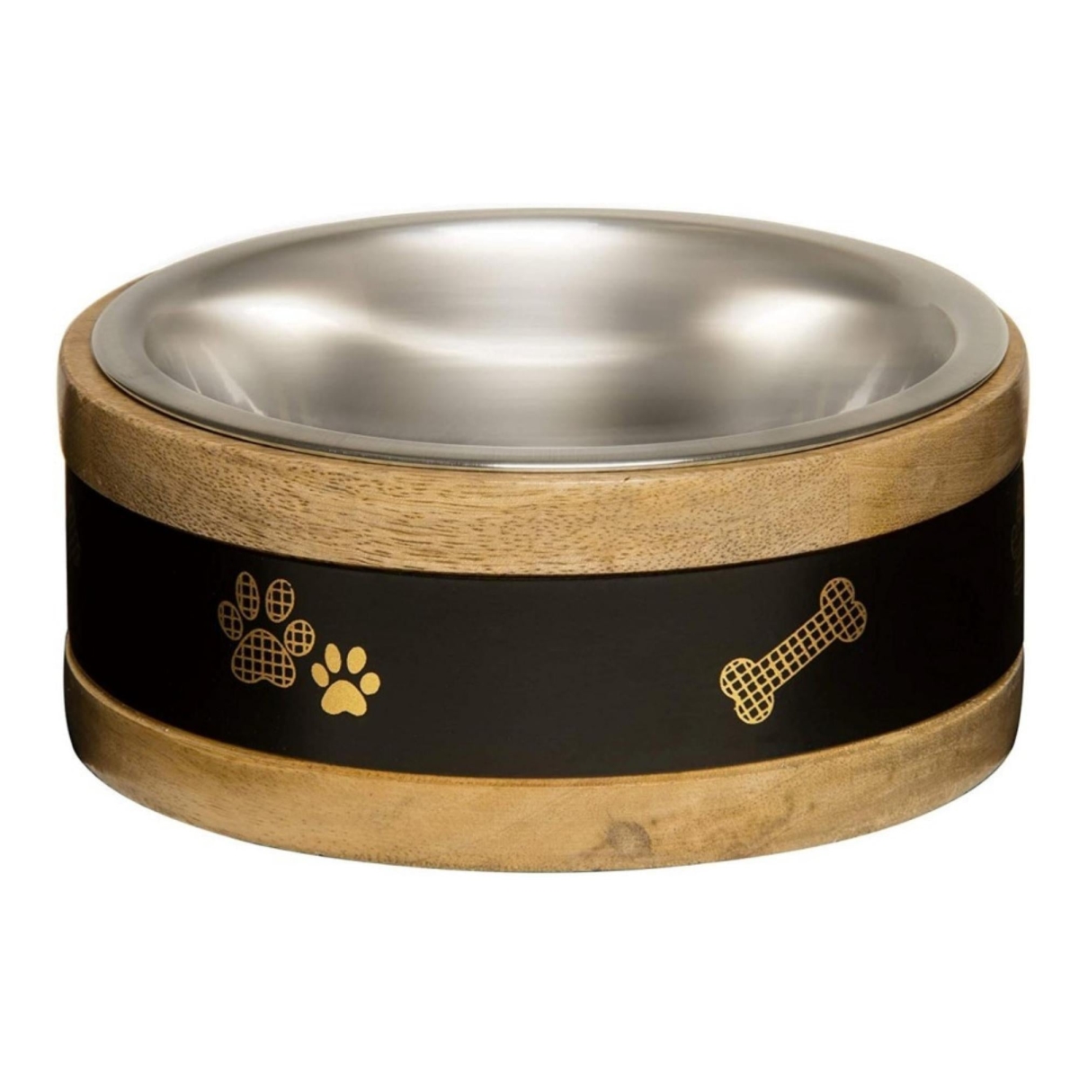 Picture of Loving Pets 842982076822 2 qt. Black Label Wooden Ring Dog Bowl & Holder