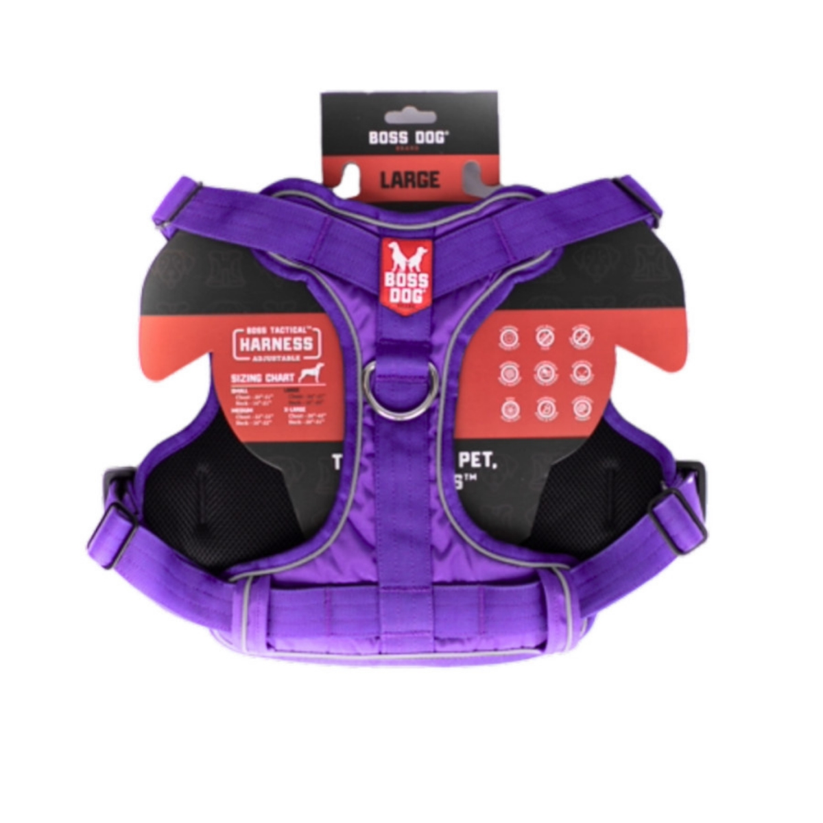 Picture of Boss Nation 850036272878 Dog Tactical Dog Harness&#44; Purple - Large