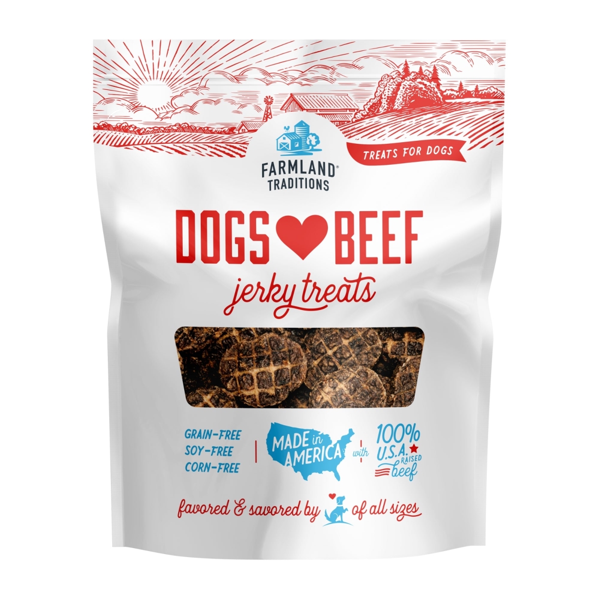 Picture of Farmland Traditions 884713000744 40 oz Dogs Love Beef Jerky Dog Treats