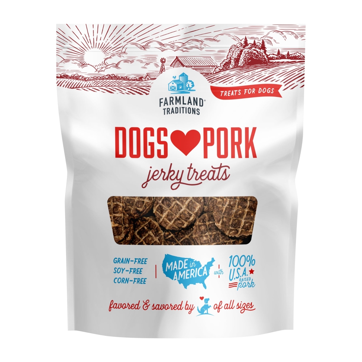 Picture of Farmland Traditions 884713000751 40 oz Dogs Love Pork Jerky Dog Treats