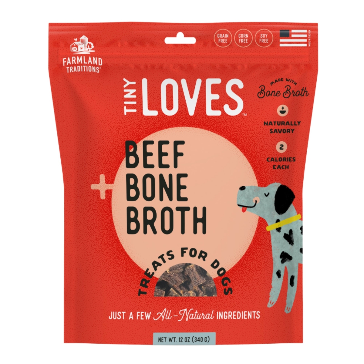 Picture of Farmland Traditions 884713001345 12 oz Tiny Loves Beef with Bone Broth Dog Treats