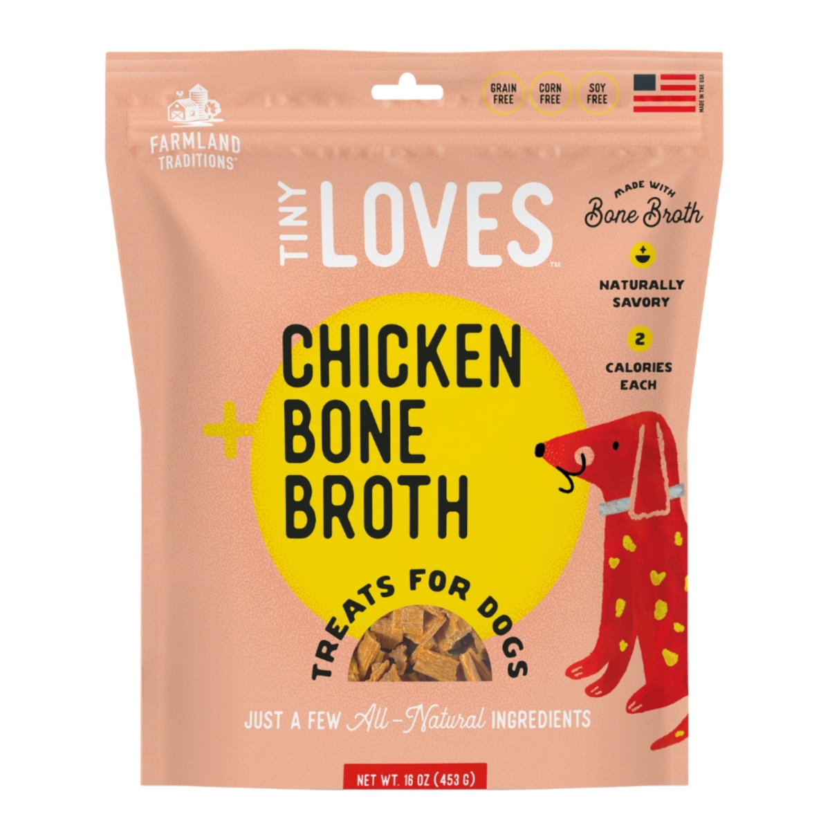 Picture of Farmland Traditions 884713001390 16 oz Tiny Loves Chicken with Bone Broth Dog Treats
