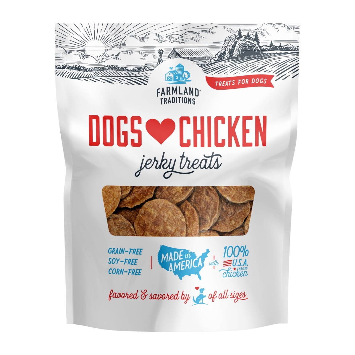 Picture of Farmland Traditions 884713001833 32 oz Dogs Love Chicken Jerky Dog Treats