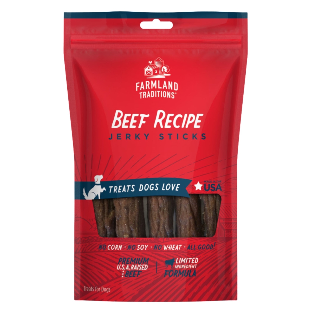 Picture of Farmland Traditions 884713003042 14 oz Simple Snacks Beef Jerky Sticks Dog Treats