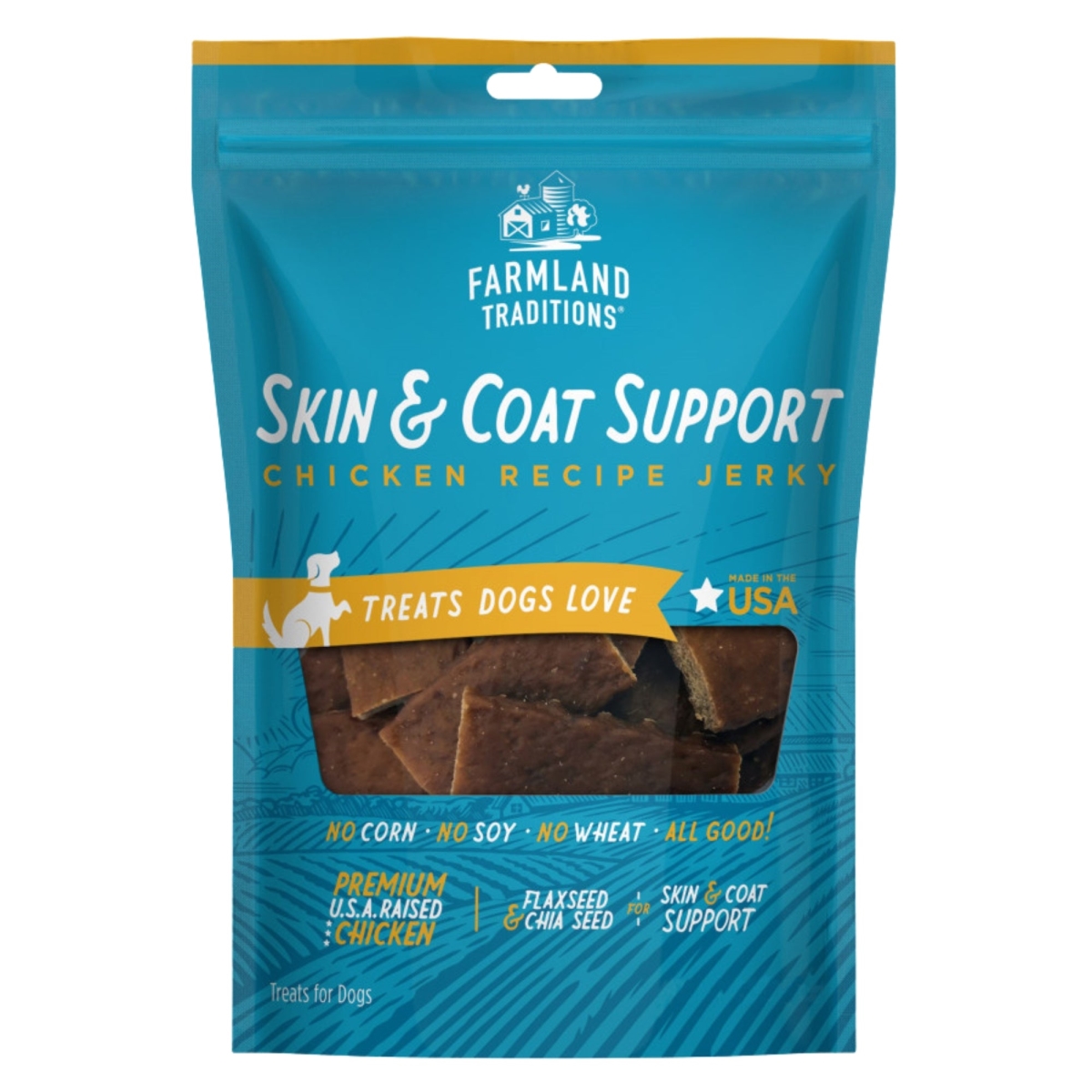 Picture of Farmland Traditions 884713003059 14 oz Simple Snacks Skin & Coat Support Jerky Dog Treats - Chicken