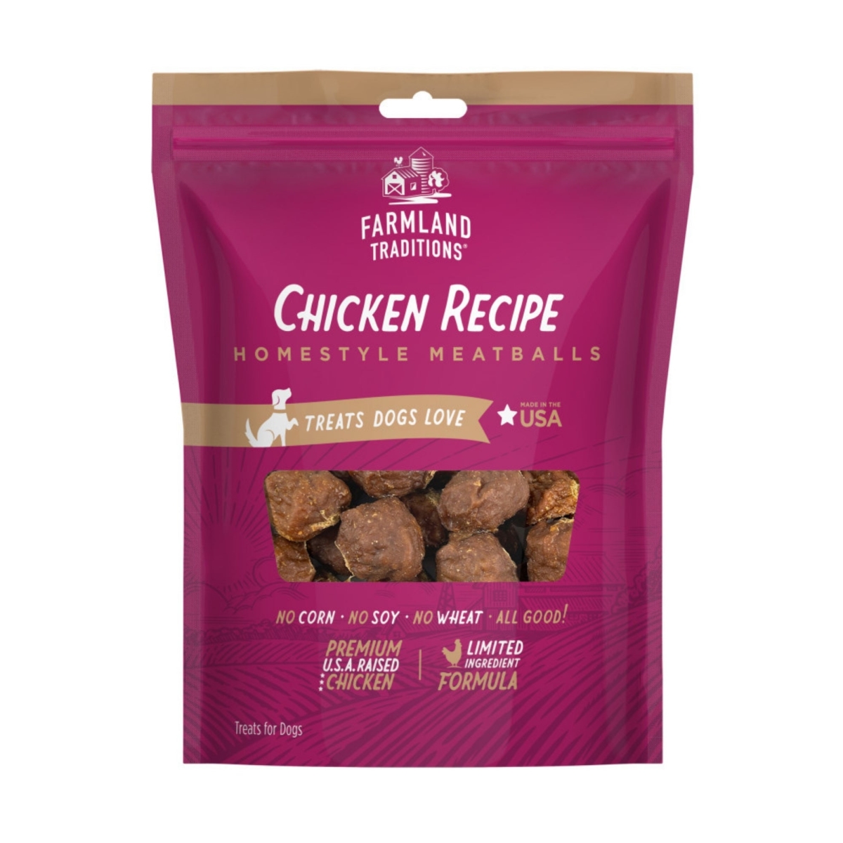 Picture of Farmland Traditions 884713003080 7 oz Homestyle Meatballs Dog Treats - Chicken