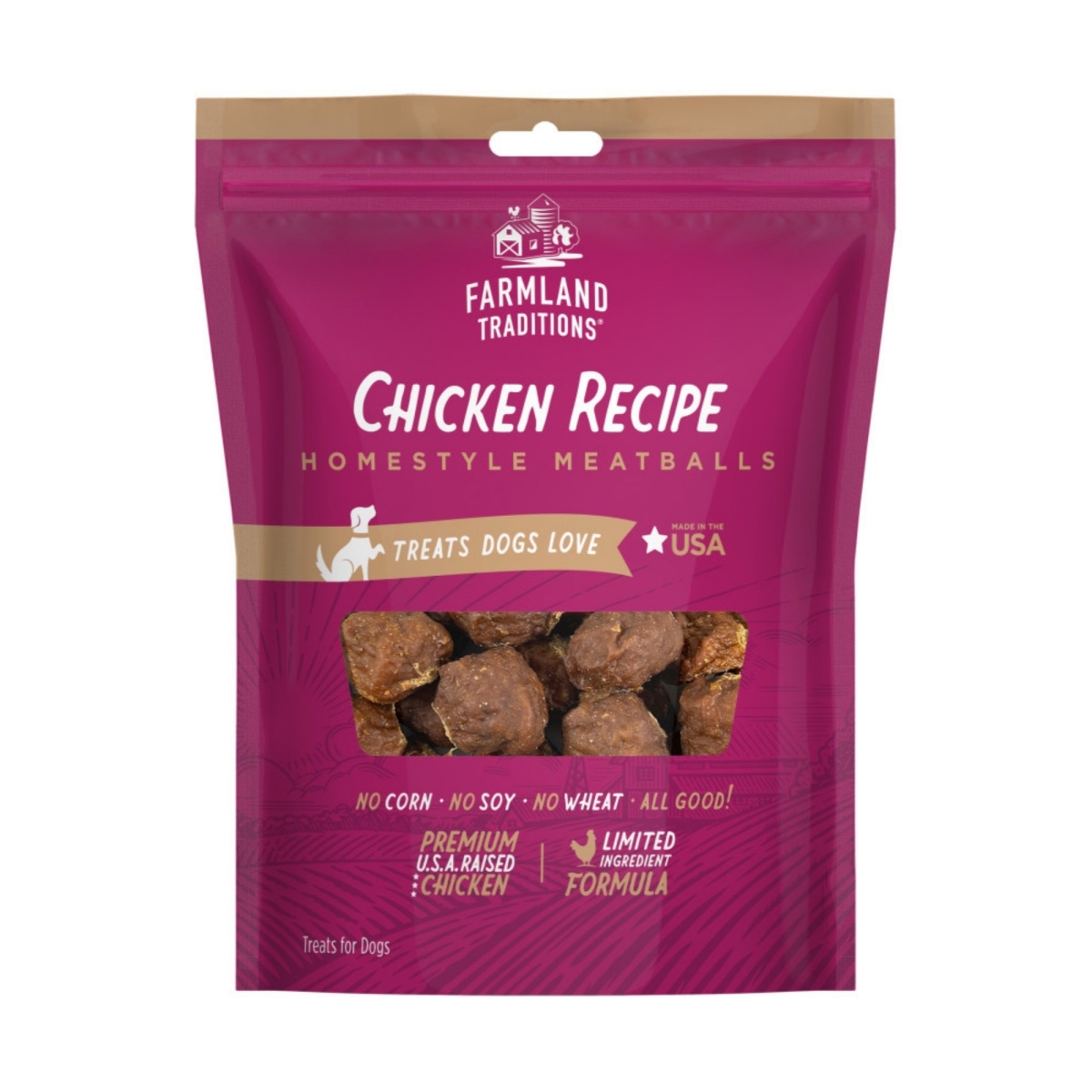Picture of Farmland Traditions 884713003097 16 oz Homestyle Meatballs Dog Treats - Chicken