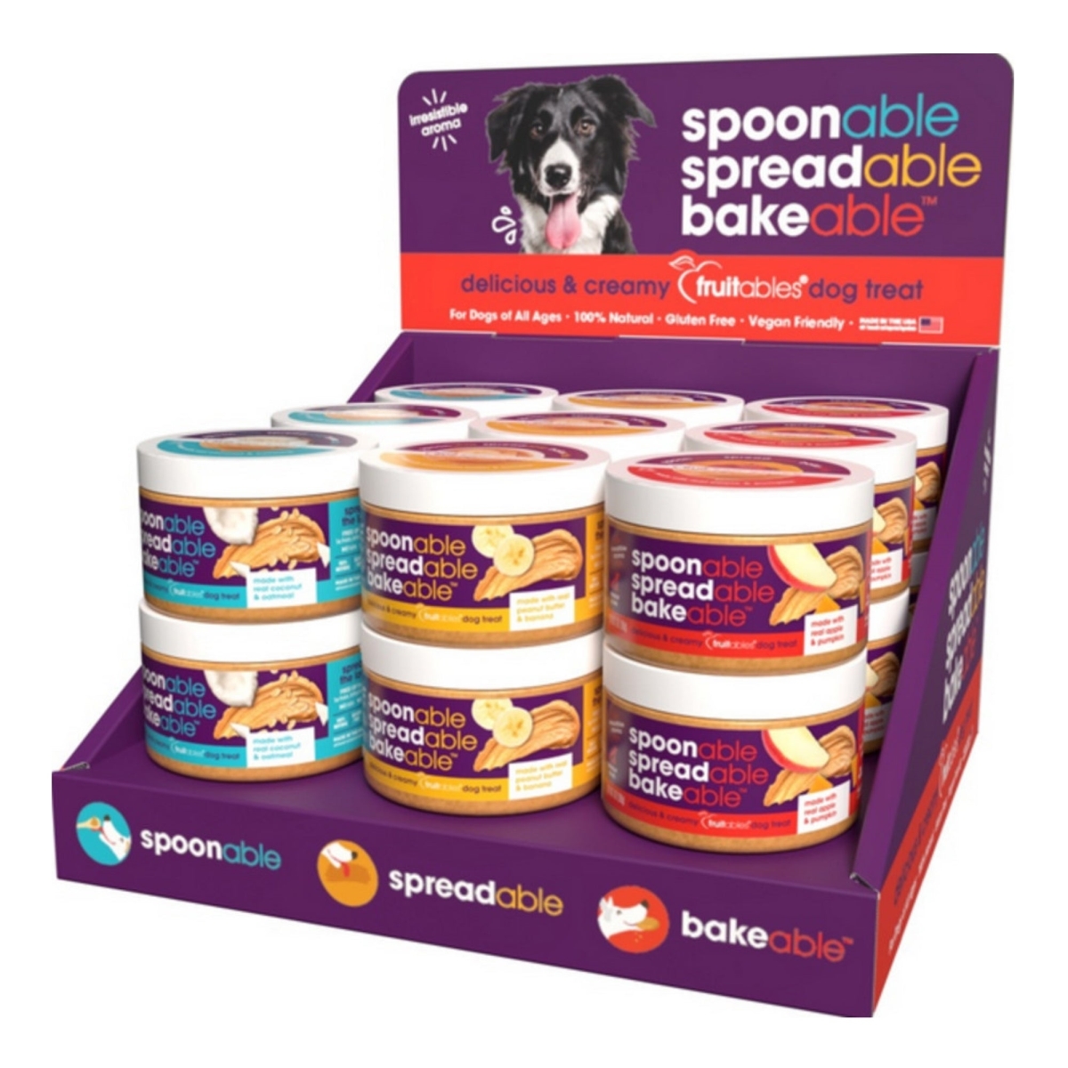 Picture of Fruitables 686960001983 Spreadables Creamy Dog Treat - Counter Display - 18 Count