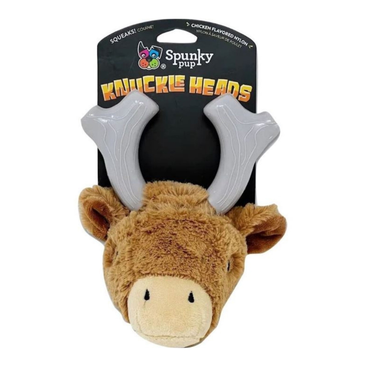 850045825058 Knuckleheads 2 in 1 Plush-Chew Deer Toy