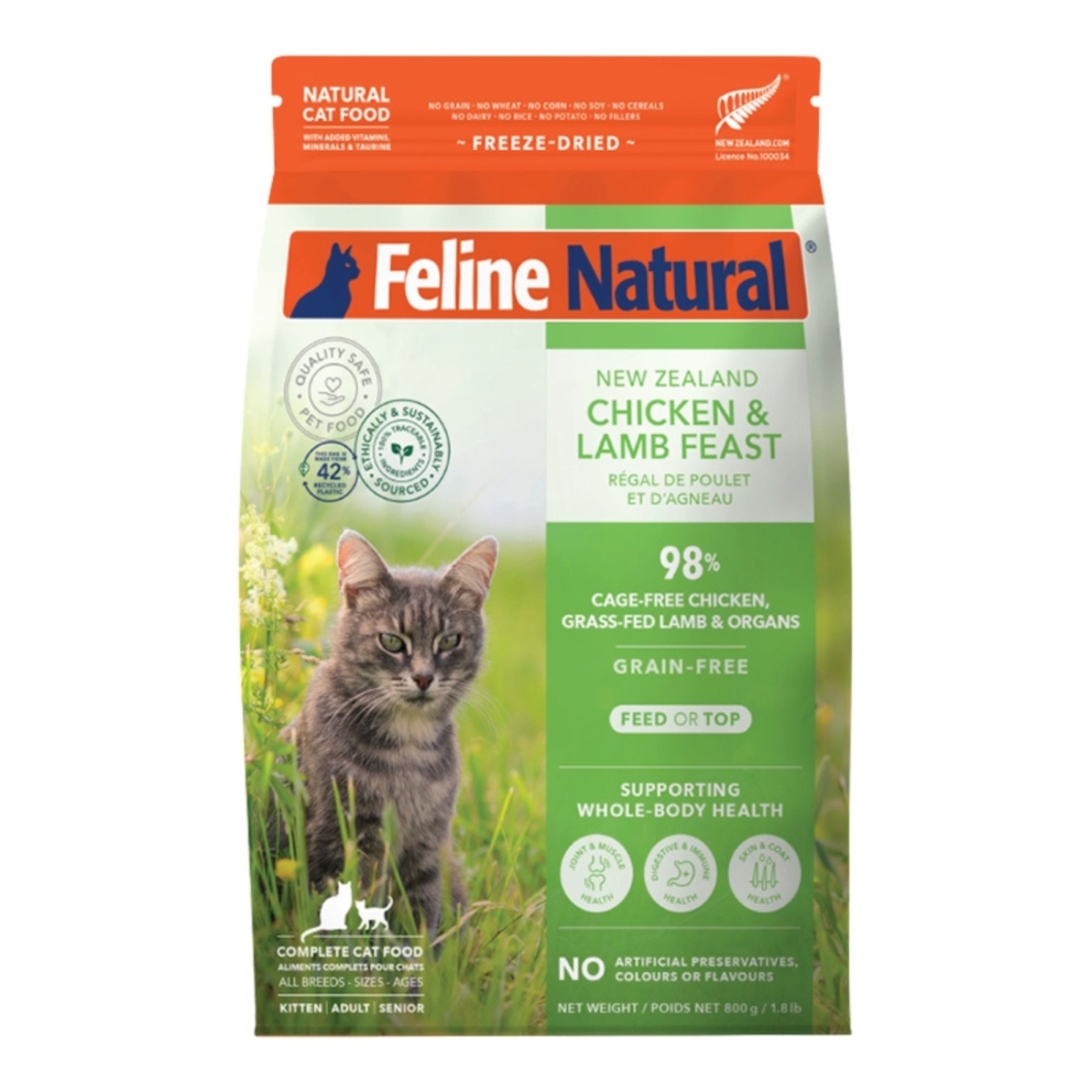 9421036372298 1.8 lbs Feline Natural Cat Freeze Dried Chicken & Lamb