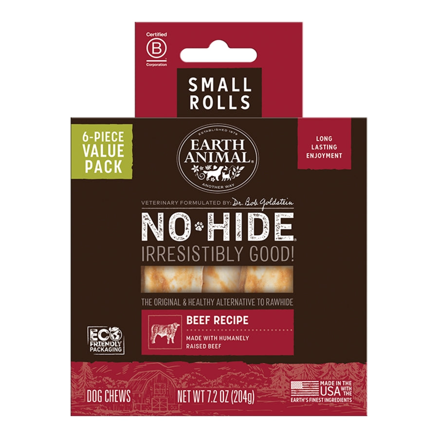 810132873904 Small No-Hide Beef Rolls Dog Chews - Pack of 6
