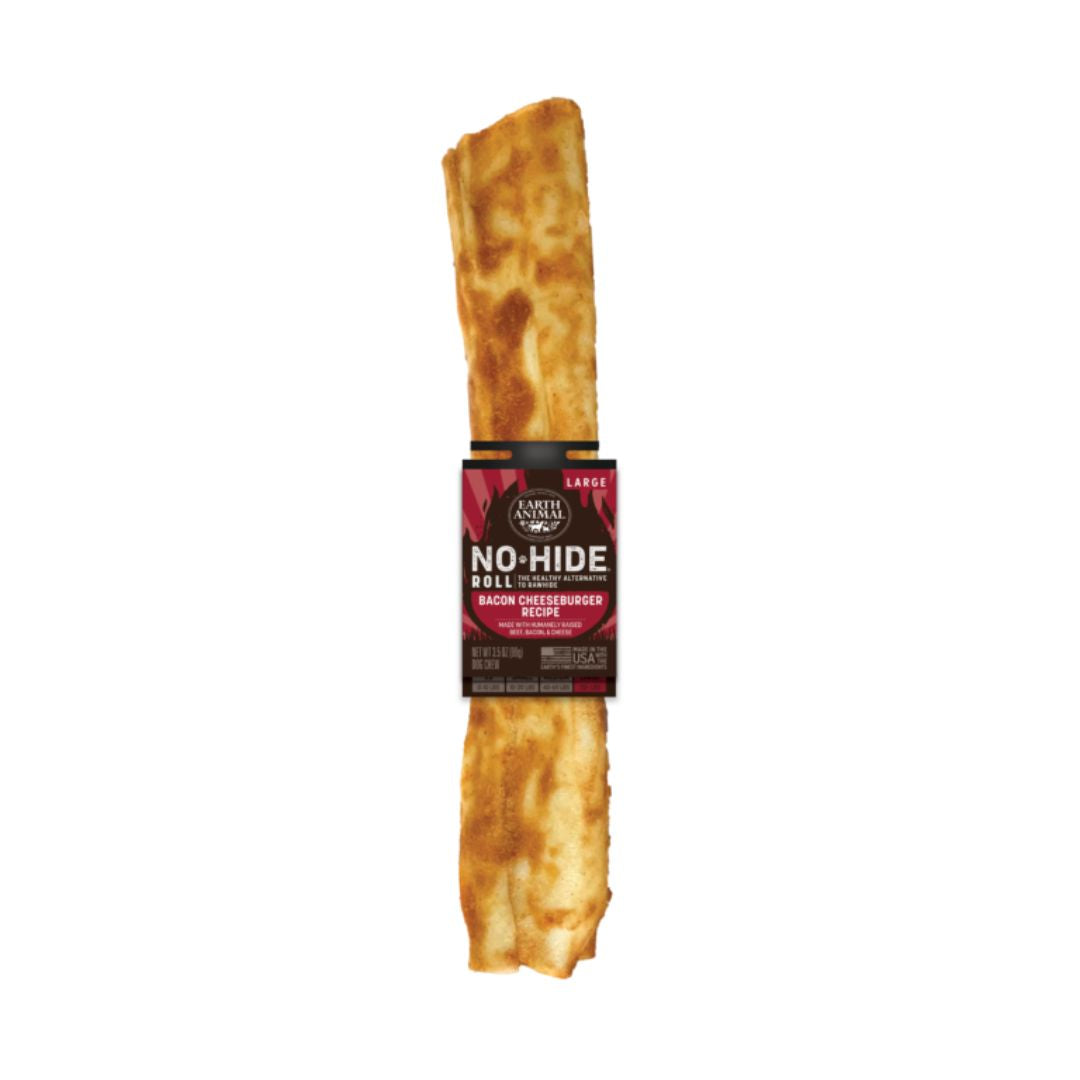 810132870453 Large Dog No-Hide BBQ Roll Bacon Cheeseburger Treat - 12 Count