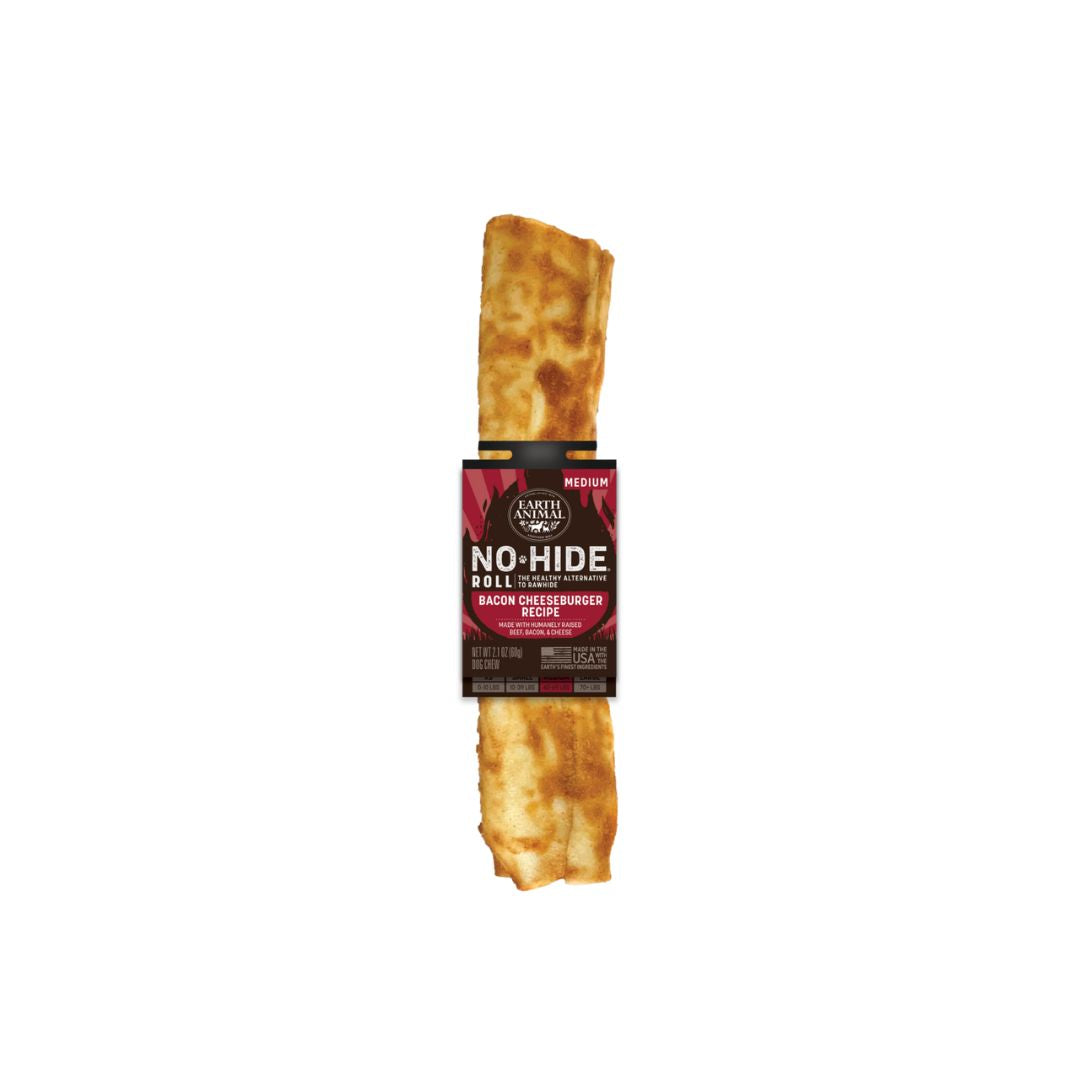 810132870439 Dog No-Hide BBQ Roll Bacon Cheeseburger Treat, Medium - 24 Count