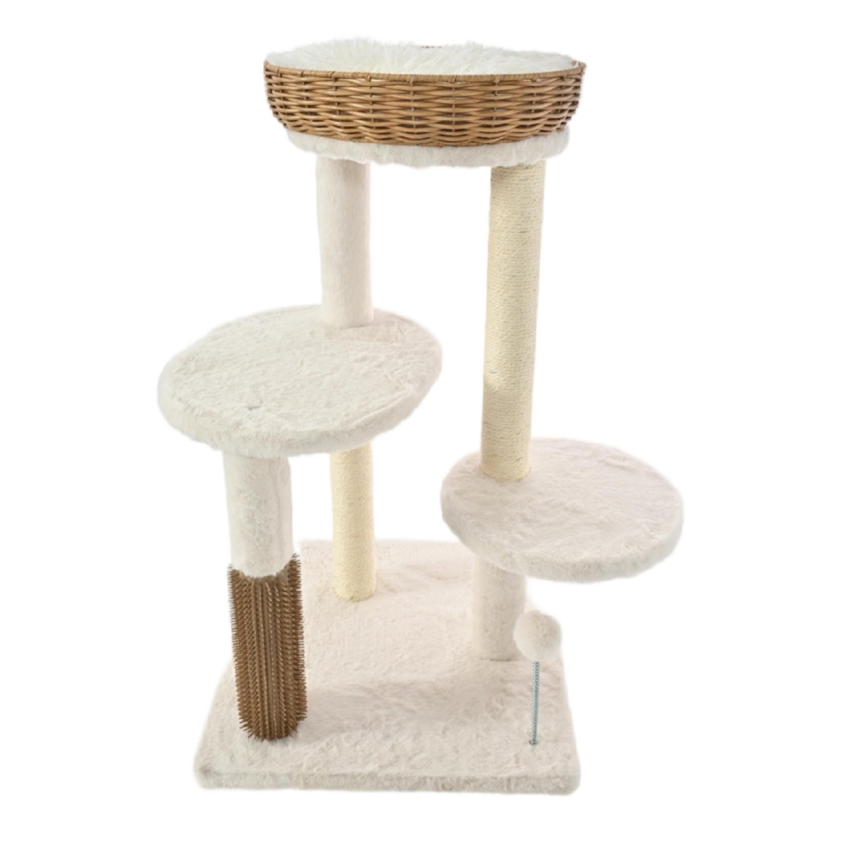 810162076818 30 in. Rattan Wicker 3 Level Cat Tree