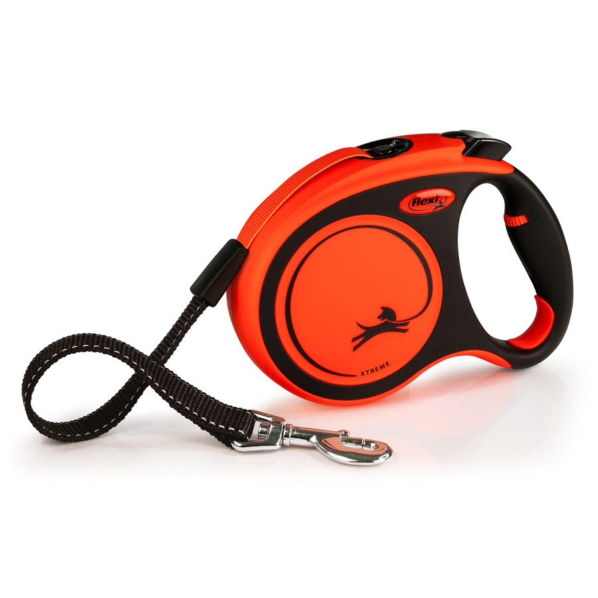 840317109665 16 ft. Xtreme Retractable Dog Leash, Orange & Black - Medium