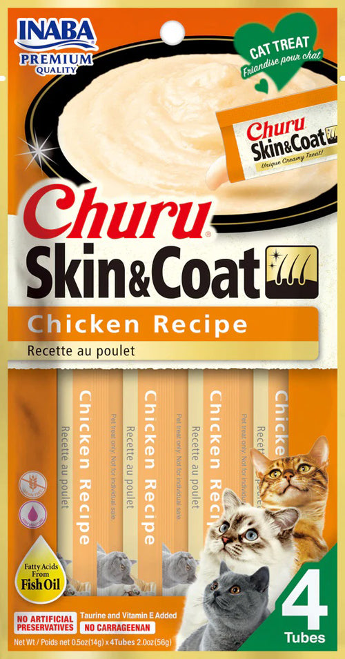 10850006715760 Cat Churu Purees Skin & Coat, Chicken, 2 oz, 6 Count