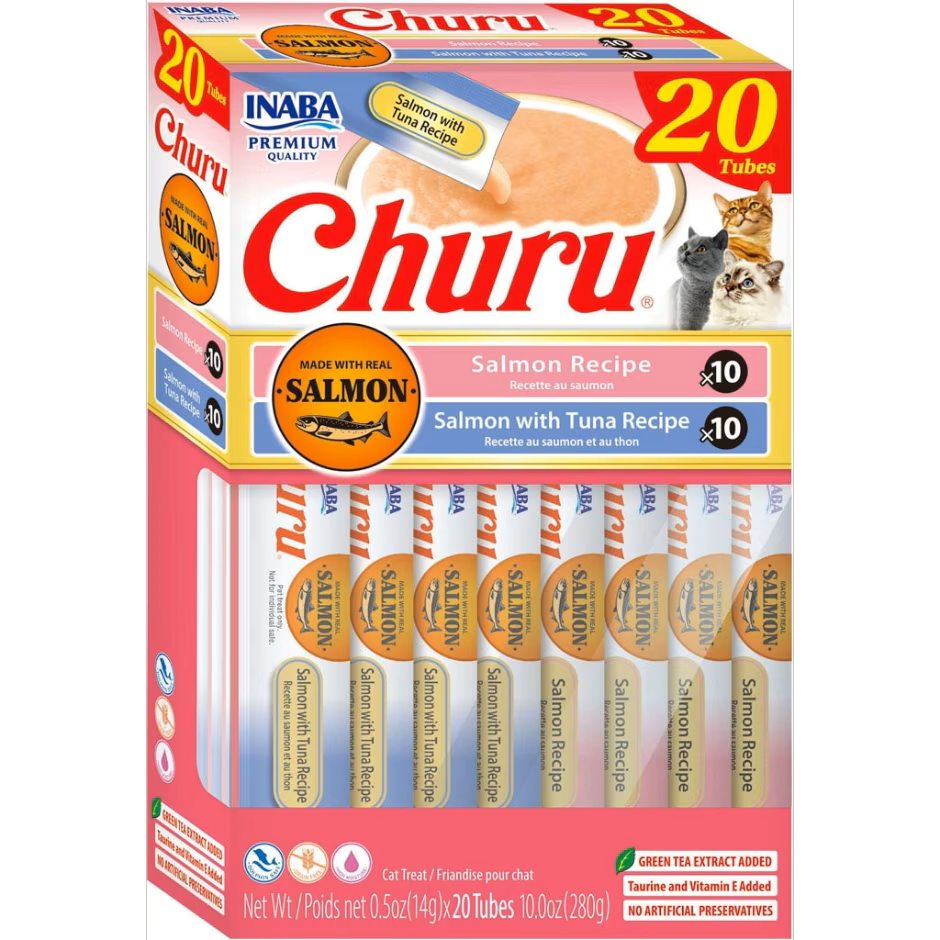 810100852658 0.5 oz Churu Puree Cat Treats Variety Box, Salmon & Tuna - Pack of 20