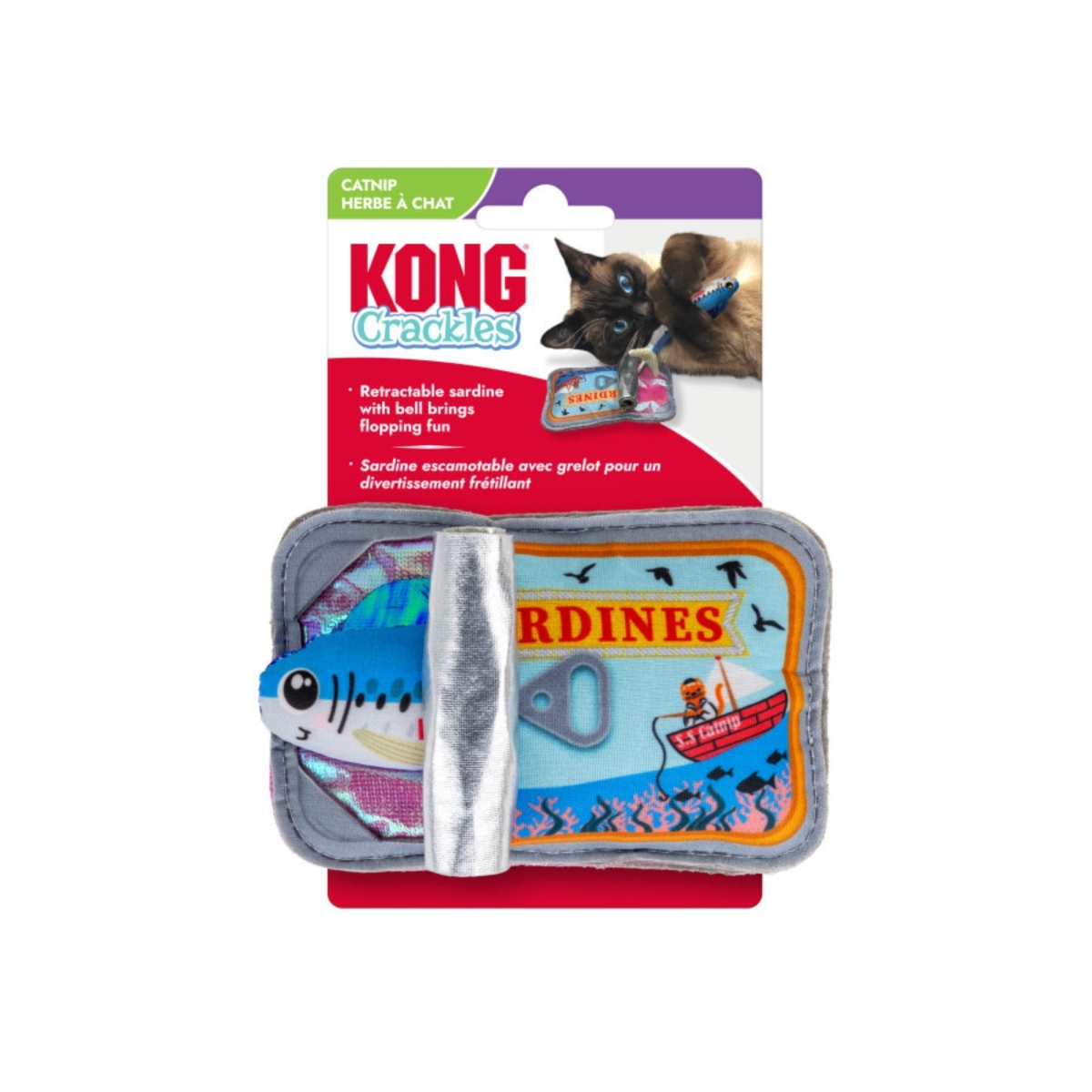 35585534077 Cat Toy - Crackles Sardine, Plush - One Size