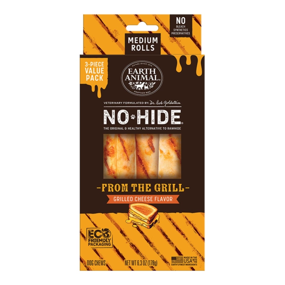 850068922628 No-Hide From The Grill Grilled Cheese Rolls for Dog - Medium - Pack of 3