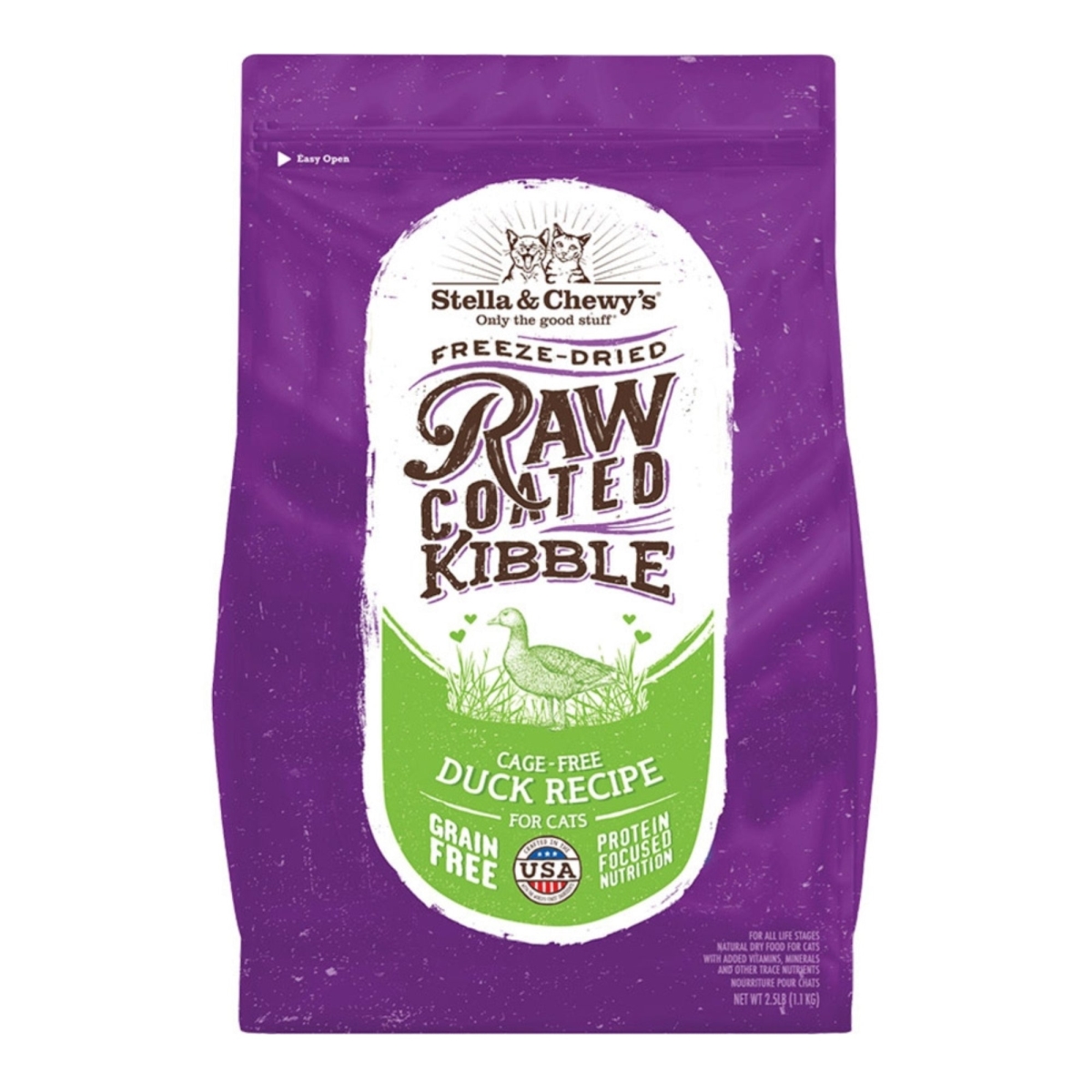 810027370594 2.5 lbs Cat Kibble - Raw Coated Cage Free Duck Recipe