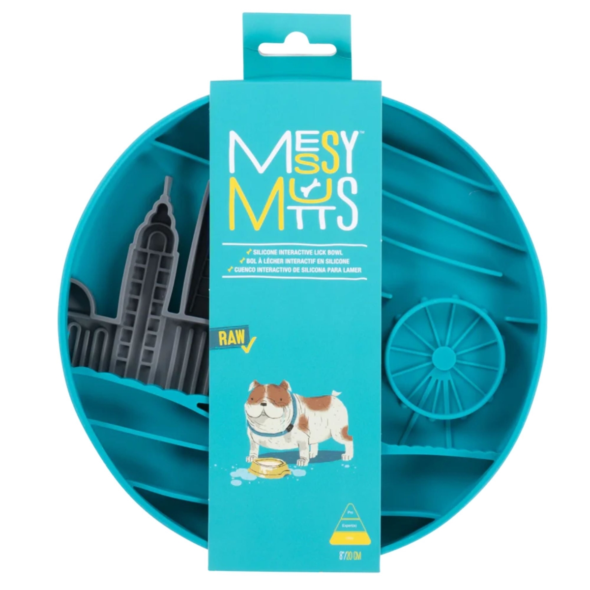 628043608337 Silicone Interactive Lick Bowl for Dog, City Pattern - Blue