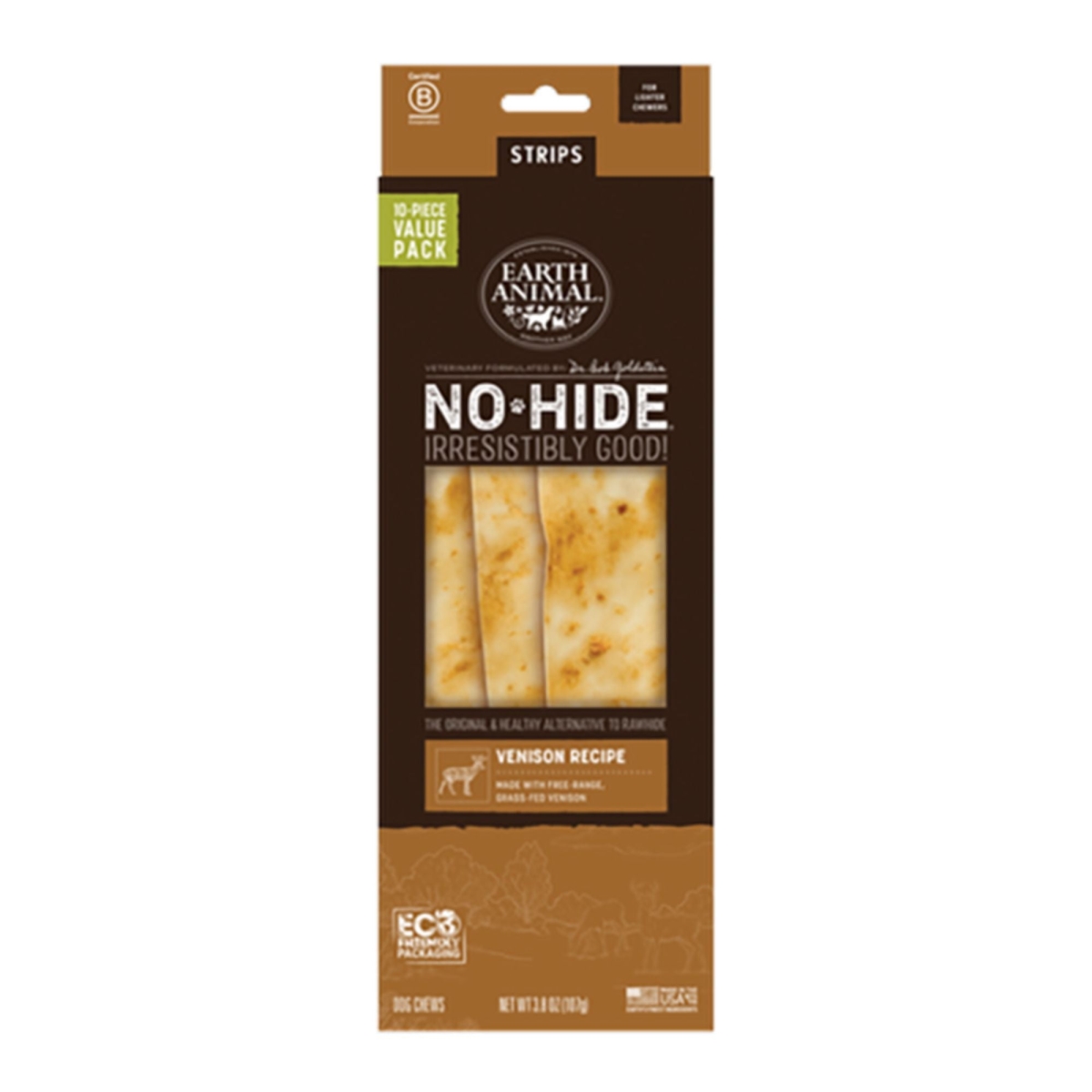 810132873980 No-Hide Original Collection Venison Strips for Dog - Pack of 10