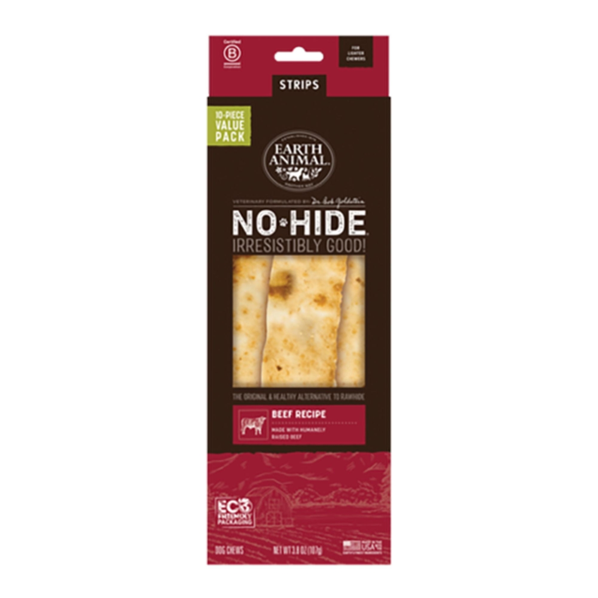 810132873935 No-Hide Original Collection Beef Strips for Dog - Pack of 10