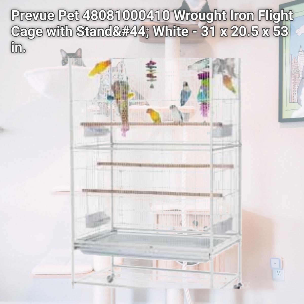 Picture of Prevue Pet 48081000410 Wrought Iron Flight Cage with Stand&#44; White - 31 x 20.5 x 53 in.