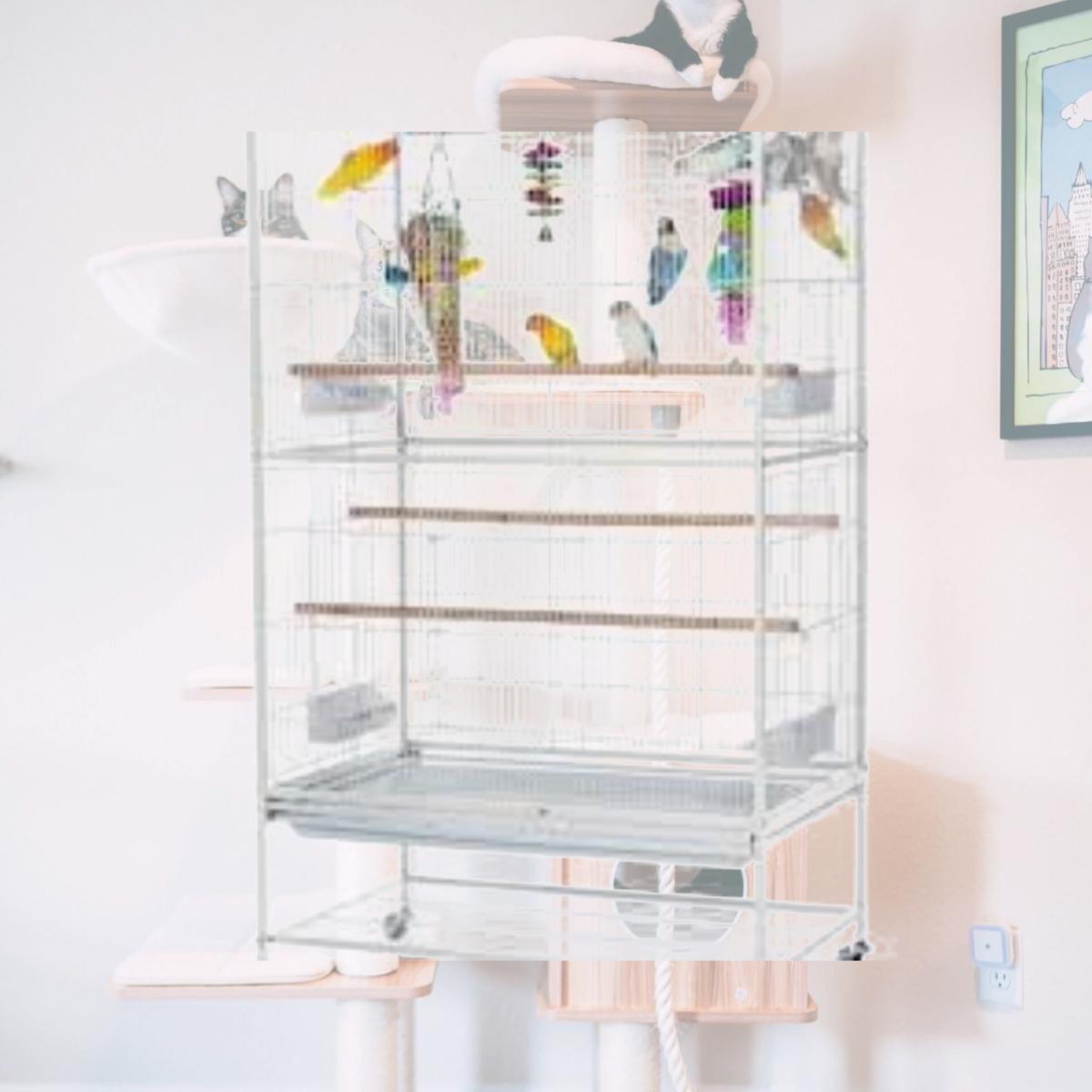 Picture of Prevue Pet 48081000410 Wrought Iron Flight Cage with Stand&#44; White - 31 x 20.5 x 53 in.