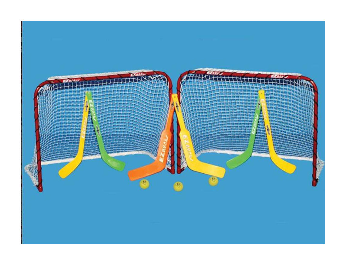 Picture of Ezgoal 67202 Hockey Mini Goals with 2 Sticks&#44; 3 Balls & 2 Goalie Sticks - 30 x 23