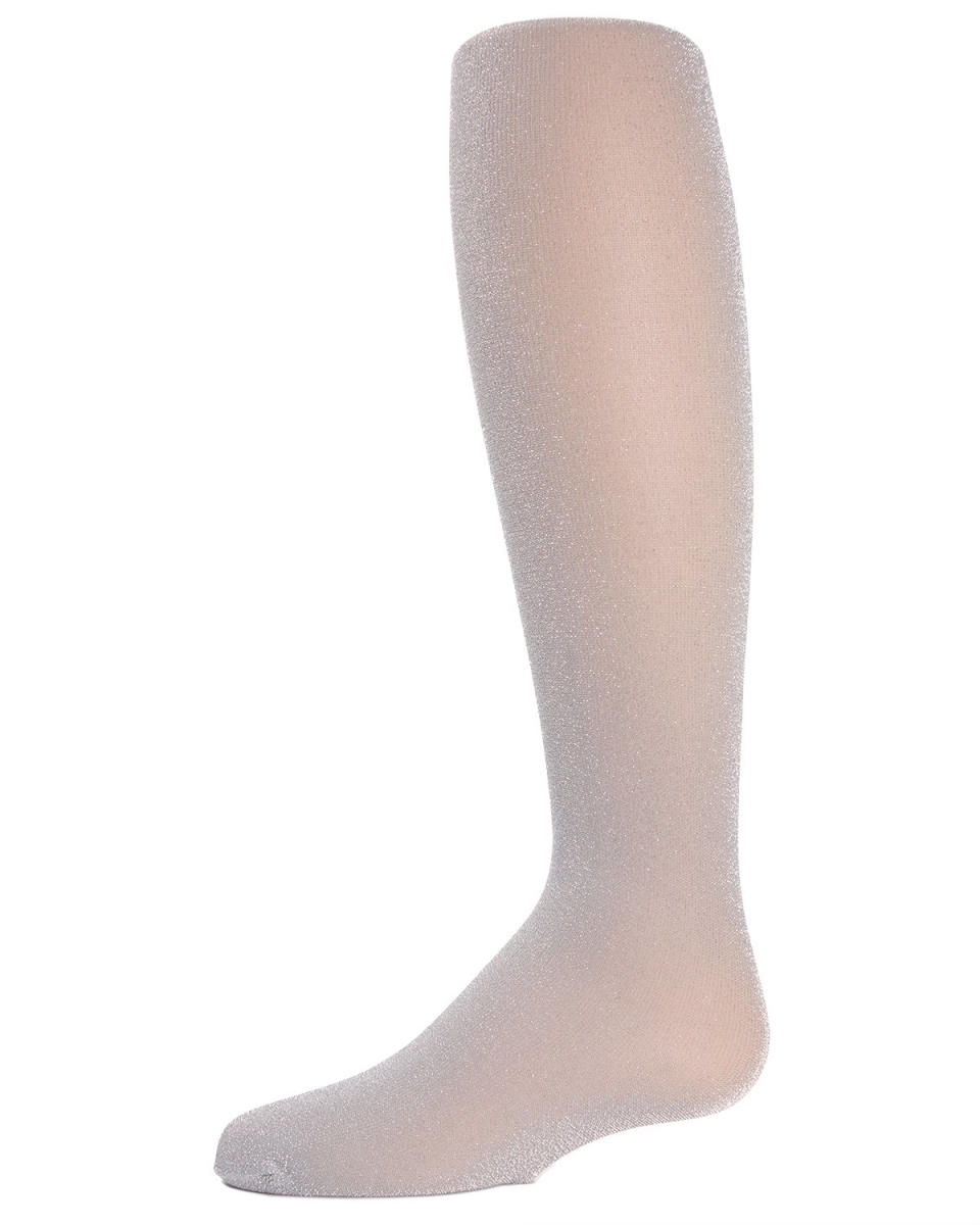 Shining Star Shimmer Girls Tights, Silver - Size 6-8