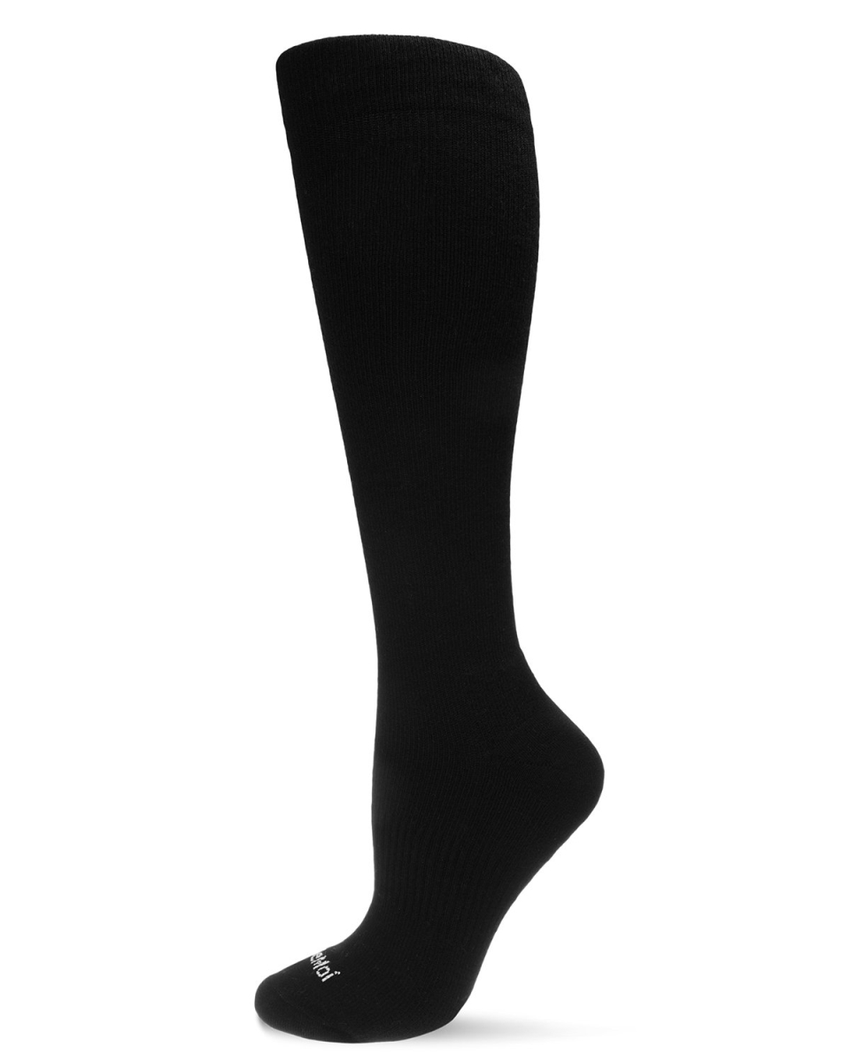 WFC1520-1600-00001-10-13 Solid Merino Wool Cushion Sole Compression Knee Sock, Black - Size 10-13 -  MeMoi