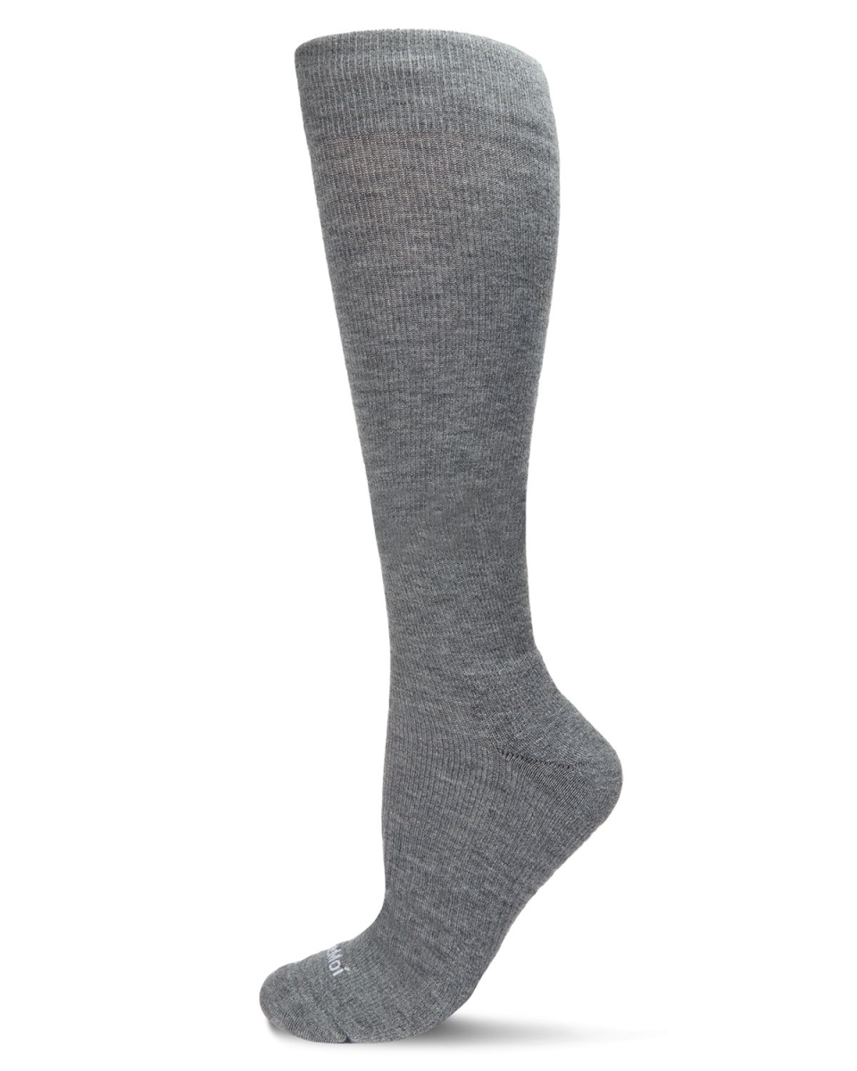 WFC1520-1600-03003-10-13 Solid Merino Wool Cushion Sole Compression Knee Sock, Medium Gray Heather - Size 10-13 -  MeMoi