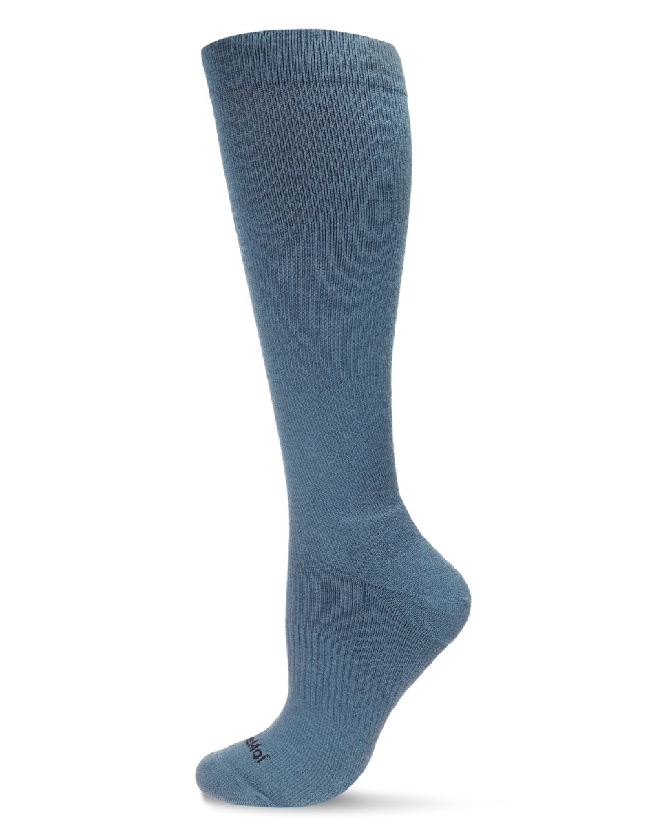 WFC1520-1600-40600-10-13 Solid Merino Wool Cushion Sole Compression Knee Sock, Blue Denim - Size 10-13 -  MeMoi
