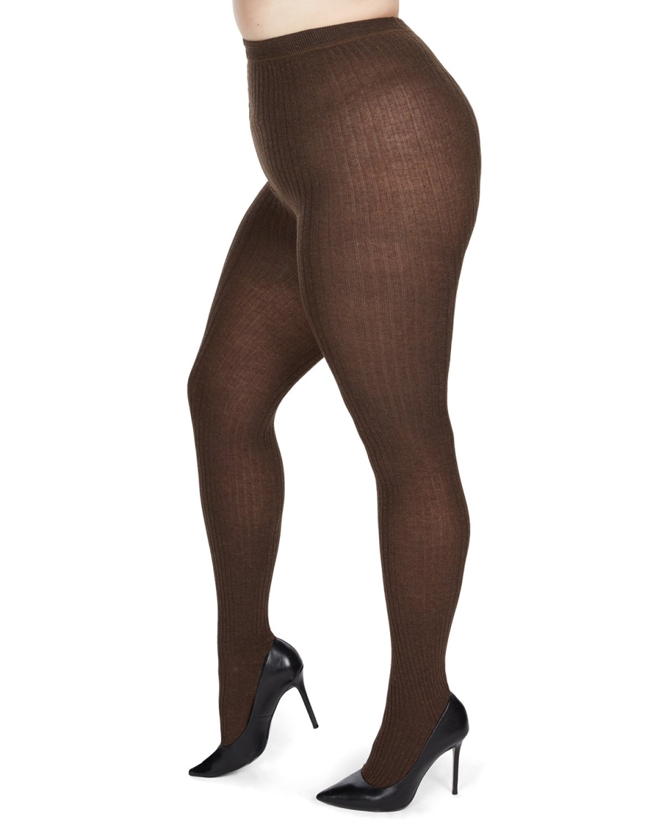 Womens Boston Ribbed Sweater Tights, Brown Heather - Size Q1-2