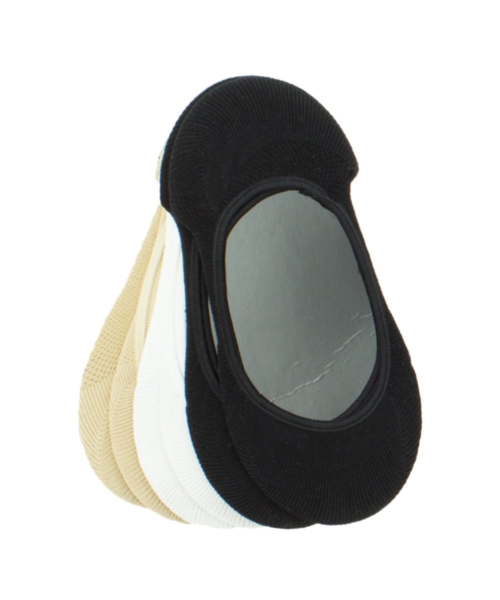 MP010-96015-OS Micro No Show Liner Socks for Women, Black-White-Nude - One Size - Pack of 6