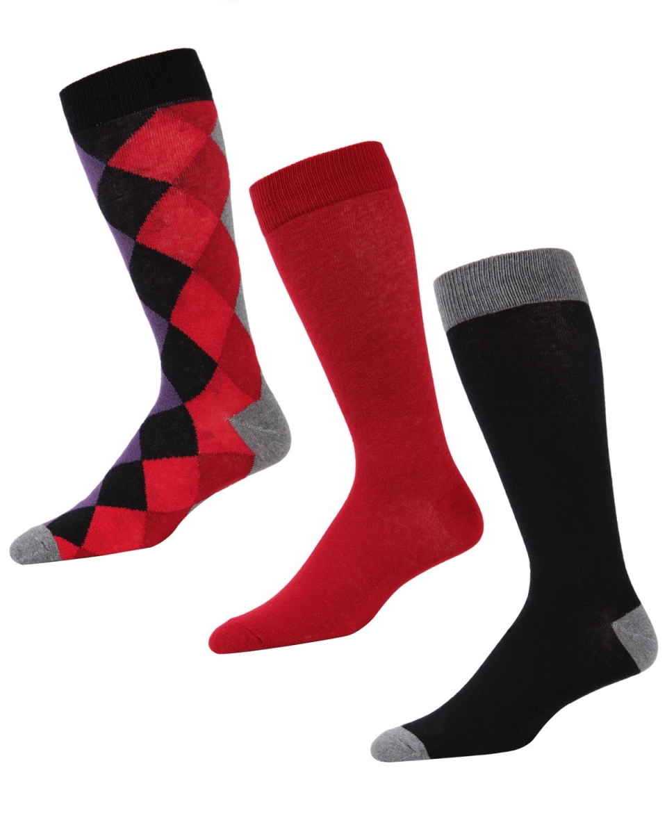 MMS4-603-00001-10 13 Mens Diamondlap Crew Socks , Black - Size 10-13 - Pack of 3 -  Memoi